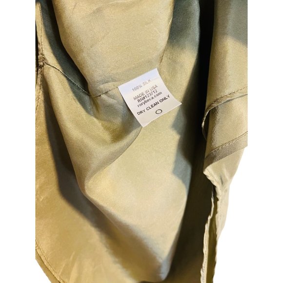 Rory Beca Military Green Silk Flowy Shorts Romper Drawstring Waist Designer XS - Picture 9 of 11